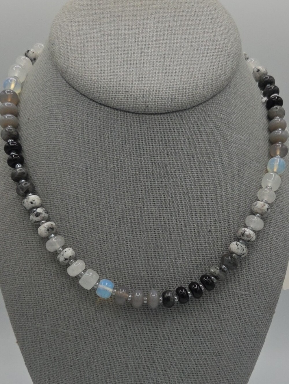 5 for $25! Rush by Denis & Charles Handmade Gray and Black Beaded Necklace